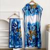 Vestido de Estilo Túnica Africana de Venta Caliente Transfronterizo, Falda de Seda Sintética, Vestido Talla Grande, Conjunto de Dos Piezas con Chal Protector Solar, Estampado al por Mayor