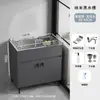 Gabinete de pia de cozinha com cuba integrada para uso doméstico, cuba única grande feita de aço inoxidável espessado, pia artesanal com gabinete de piso