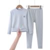 Conjunto de Roupa Íntima Infantil 100% Algodão, Fleece Espessado, Camisetas Térmicas e Calças para Meninos, Pijamas Quentes para Meninas, Roupa de Casa para Crianças Maiores