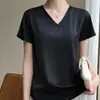 Transfronterizo 2025 Manga Corta Verano para Mujer Holgado Color Sólido Moda Suéter Top Holgado de Manga Corta Camiseta sin Mangas Verano