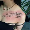 Pegatinas de tatuaje inglesas de línea y hoja, impermeables y duraderas, pegatinas de tatuaje sexys para clavícula, hombro y cuello, pegatinas de tatuaje de Navidad
