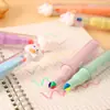 Caneta Fluorescente de Três Cores Coelho Cenoura Desenho Animado Borracha Macia Design Fofo Caneta de Presente Caneta para Diário Multicolorida Material Escolar para Estudante