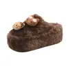 Novas pantufas fofas de inverno peludas para mulheres, confortáveis para uso doméstico, estilo coreano, design de bico fechado, pantufas de algodão 2026, pelúcia, preto