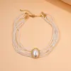 Colar de Pérolas Multicamadas com Cristais Europeu e Americano Transfronteiriço Oval Cravejado com Diamantes Corrente para Clavícula com Contas Conjunto de Joias Leve de Luxo de Alta Qualidade para Mulheres