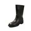 Botas de chaminé estilo britânico, 4,5 cm, cor desgastada, novo modelo outono e inverno 2026, bico redondo, salto grosso, botas curtas tipo slip-on para mulheres