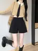 Shorts de Lã Mesclada Preto Feminino Primavera Outono Emagrecedor Versátil Cintura Alta Perna Larga Calças 2026 Novo Estilo Petite Bootcut Calças Outerwear