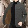 Chaqueta de Lana y Terciopelo Gruesa de Gama Alta para Otoño e Invierno, Chaqueta Casual Versátil Nueva para Hombre con Cuello Alto, Abrigo de Lana