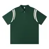 Novedades de Verano: Polos de peso pesado, corte holgado, con bloques de color y media cremallera con logo personalizado, ropa de trabajo casual, uniformes de trabajo hechos a medida en stock