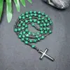 Amazonas Piedra Natural Colgante de Cruz Collar Piedra Ojo de Tigre Cruz Vesícula Biliar de Hierro Rosario para Hombres Collar Venta al por Mayor