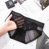 Nueva ropa interior de encaje de malla para mujer sexy francesa hueca transparente algodón tiro medio ropa interior para mujer entrepierna de algodón