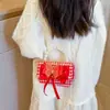 Año Nuevo Año Nuevo Sobres Rojos Infantiles Lazo Perla Portátil Bordado Dibujos Animados Peluche Princesa Niña Bandolera Billetera para Monedas