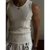 Chaleco de Rayas Verticales Acanalado para Hombre, Verano Ajustado, Empalme Elástico, Camiseta sin Mangas Deportiva Redonda para Fitness, Chaleco Deportivo sin Mangas para Hombre
