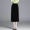 Elegante y versátil falda lisa de color sólido para mujer, nuevo estilo otoño 2026, fluida, estiliza la figura, falda recta de longitud media