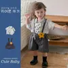 Conjunto de Peto de Dibujos Animados Estilo Japonés para Niños con Pantalón Corto de Estrellas, Camisa de Manga Corta Estilo Escolar, Conjunto de Dos Piezas para Niños Pequeños