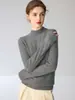 Suéter de cuello medio 100% cachemira pura para mujer, nuevo suéter de punto base ajustado para otoño e invierno, top de cachemira de manga larga