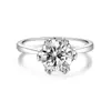 Anillo de Plata de Ley 925 con Moissanita para Mujer, Mismo Estilo de Tiktok, Corona Clásica de Seis Garras de la Familia Zhou, Regalo de Propuesta, Suministro Directo del Fabricante