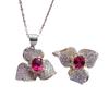 Outlet de Fábrica Joyería Caibao Plata 925 Chapada en Oro de 18k Incrustada con Granate de Aluminio y Magnesio Natural Traje Flores