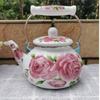 Tetera de Esmalte Engrosado, Hervidor de Agua, Cocina de Inducción, Cafetera para Té de la Tarde Francés, Tetera de Flores Retro, Olla para Medicamentos