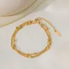 Moda Ins Nuevo Acero Inoxidable Chapado en Oro de 18 Quilates Múltiples Capas Borla Pequeñas Bolas Doradas Elegante Personalizado Pulsera para Mujer
