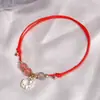 Pulseira de amizade de cristal de morango e pedra da lua cinza para mulheres e casais, um par de pulseiras ajustáveis trançadas de cristal Bado para estudantes