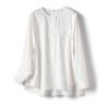 Camiseta de manga larga con cuello redondo para mujer, jersey de algodón con media tapeta, estilo francés, original japonés, para exportación de comercio exterior