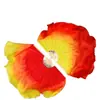 Leque de dança leque alongado quadrado de dupla face dança quadrada leque de dança gradiente amarelo e vermelho leque Yangko dedicado leque de dança para mão esquerda e direita
