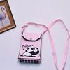 Bolso para teléfono móvil de estilo coreano con diseño de panda pequeño, bandolera de punto, bolso de mano con solapa, bolso informal para salir