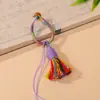 Chaveiro de Fio de Algodão Estilo Xizang com Borla e Nó Vajra Cordão Trançado Semi-Artesanal Chaveiro de Carro Ornamento para Pendurar no Vento