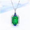 Anillo Colgante Aurora Azul Joyería Fina Imitación Topacio Aguamarina Lujo Completo Diamante Cuadrado Princesa Color Diamante Conjunto