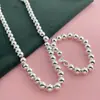 Joyería de comercio exterior chapada en plata 925, collar de cuentas de 10 MM, pulsera, juego, explosiones de temu AliExpress