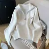 Cárdigan de punto con cremallera, holgado, para otoño temprano, para chicas de talla grande, adelgazante y suave, con cuello de solapa, prenda exterior versátil