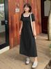 Vestido Sencillo de Dos Piezas para Cintura Perezosa, Nuevo Modelo de Verano para Mujeres de Tallas Grandes, Vestido de Commuter de Manga Corta para Ponerse sin Cremallera 252559