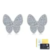 Brincos de Borboleta em Prata Esterlina S925 com Moissanita Europeus e Americanos Transfronteiriços para Homens e Mulheres Brincos de Animal Banhados a Ouro Luxo Acessível High-End Spot