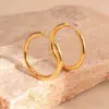 Brincos de Argola Grandes Estilo Hong Kong Retrô, Banhados a Cobre com Ouro 16K, Design de Círculo Minimalista, Brincos Estilosos e Únicos