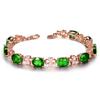 Pulsera de Diamantes Imitación Esmeralda de Lujo Brasil Pulsera de Cristal Hierba de Cuatro Hojas Azúcar Arcoíris Pulsera de Bucle Único Imitación Turmalina