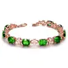 Pulsera de Diamantes Imitación Esmeralda de Lujo Brasil Pulsera de Cristal Hierba de Cuatro Hojas Azúcar Arcoíris Pulsera de Bucle Único Imitación Turmalina