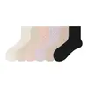 Calcetines de Algodón Puro para Mujer, Calcetines Finos de Verano hasta la Pantorrilla, Transpirables de Malla, Antibacterianos, Antiolor, Calcetines de Algodón Huecos Estilo Ballet para Damas