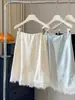Falda Midi de Satén de Acetato con Encaje Francés para Mujer, Nuevo Estilo de Verano, Cintura Alta, Efecto Adelgazante y Suave, Corte en A