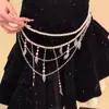 Corrente de cintura acessório de metal multicamadas com franja de estrela oca estilo Y2K para mulheres, corrente de cintura doce e cool de alta qualidade, estilo hot girl