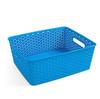 Cesta de Juguetes para Jardín de Niños Rectangular Grande, Mediana y Pequeña Cesta de Almacenamiento 5 Colores Cesta de Plástico Caja de Almacenamiento Tejida Cesta Tejida de Ratán