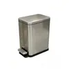Cubo de basura operado con pedal, acero inoxidable, rectangular, para uso doméstico en espacios estrechos, apto para baño, dormitorio, sala de estar, cocina, metal, silencioso