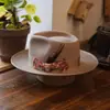 Directo de fábrica moda sombrero de lana decoración de lazo de tela de flores sombrero de fieltro de lana pura