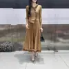 Vestido de Comercio Exterior Europeo y Americano para Mujer Tallas Grandes de Corte A, Vestido Nuevo Estilo Otoño 2025, Vestido Largo Maduro y Elegante