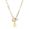 Europa y Estados Unidos cadena de clip de hebilla Ot transfronteriza collar con colgante de 26 letras inglesas cadena de clavícula femenina de acero inoxidable oro de 18K