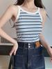 Camisola de Punto Rayada para Mujer Verano Nueva Anti-Exposición Slim Corta Chica Caliente Capa Interior