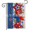 Bandera de Jardín de Venta Caliente Transfronteriza para el Día de la Independencia Estrella Corazón Atmósfera Festiva Decoración de Patio Bandera de Jardín de Lino de Doble Cara