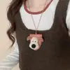Cuerda de Cera de Cuero Tela Perro Salchicha Pinza para Ojos Collar Dibujo Animado Casual Versátil Cadena para Suéter Diseño Accesorio de Nicho