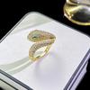 Anillo de Apertura Personalizado con Forma de Serpiente de Nuevo Estilo Europeo y Americano para Mujer Exquisito Zircón Súper Brillante Moda Lujo Ligero Anillo Ajustable Transfronterizo