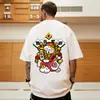 Camiseta de manga corta para hombre verano 2025 impresión de tigrito gordito nuevo ins talla grande para estudiantes estilo Hong Kong holgada media manga
