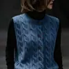 Colete Feminino Verde Retrô Francês Gola Redonda 2026 Outono/Inverno Novo Estilo Coreano Nicho Tricô Trançado Cardigan